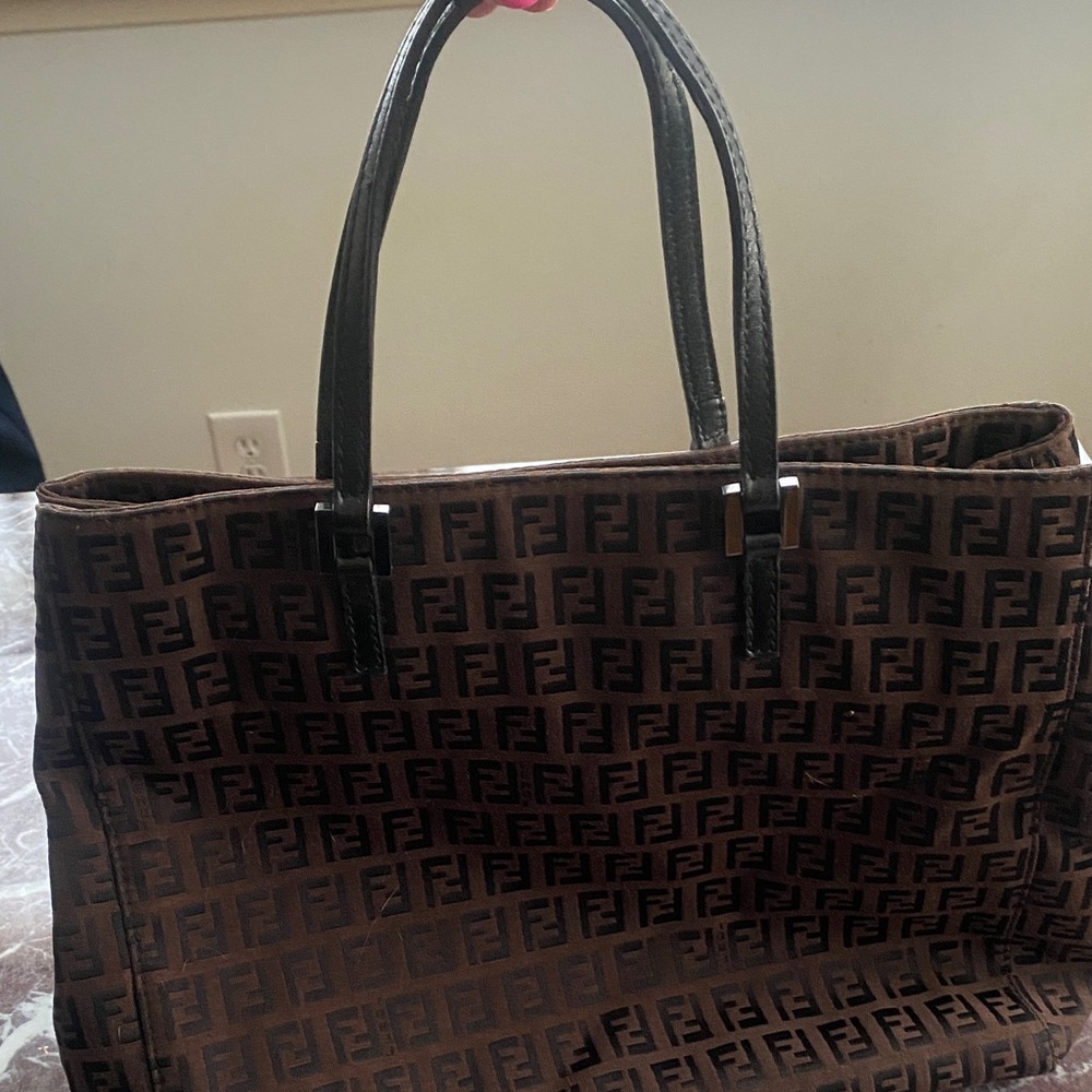 Fendi Brown and Black Logo Handbag